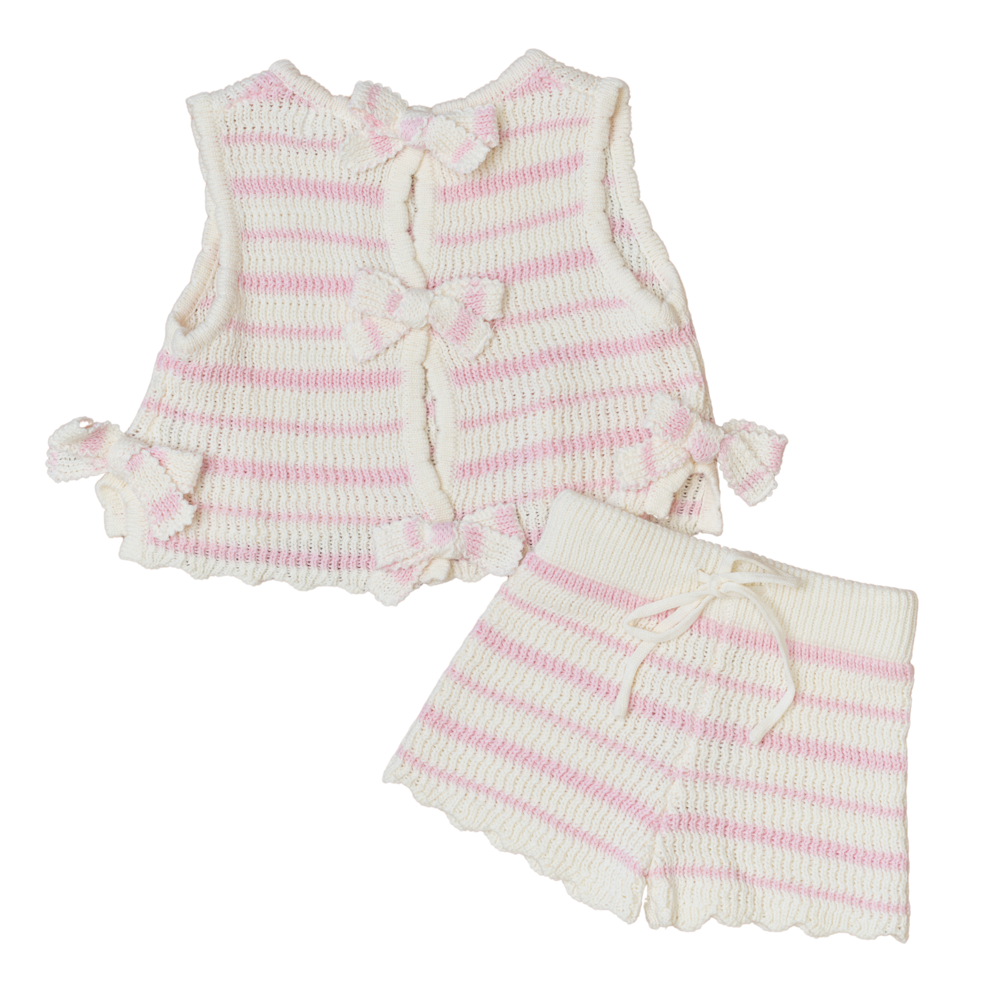 BABY O THE LABEL STRAWBERRY BOW KNIT SET