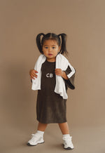 CINNAMON BABY TERRY TRACK DRESS - UMBER