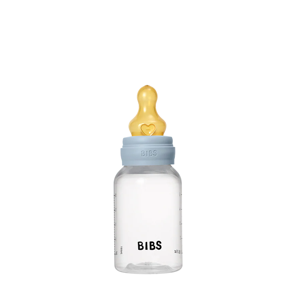 BIBS BABY BOTTLE BPA FREE PLASTIC LATEX -BABY BLUE