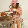 CINNAMON BABY GINGHAM BUCKET HAT - CRIMSON