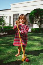 CINNAMON BABY CAMPUS DRESS - BURGUNDY STRIPE
