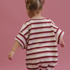 CINNAMON BABY POMEGRANATE STRIPE KNITTED T-SHIRT ROMPER