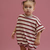 CINNAMON BABY POMEGRANATE STRIPE KNITTED T-SHIRT ROMPER