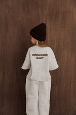 CINNAMON BABY PUFF OVERSIZED TEE - GREY MARLE