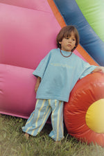 CINNAMON BABY PRISM STRIPE PANTS - SKY BLUE / LEMON LIME