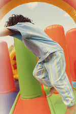 CINNAMON BABY PRISM STRIPE PANTS - SKY BLUE / LEMON LIME