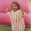 CINNAMON BABY PRISM STRIPE LOUNGE SUIT - BEIGE / BUBBLEGUM