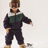 Cinnamon baby spray jacket in navy blue, lightweight and water-resistant toddler outerwear for everyday wear.