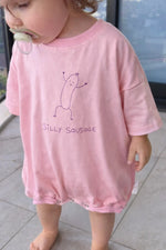 POSS & SOSS SILLY SAUSAGE OVERSIZED ROMPER - STRAWBERRY SORBET