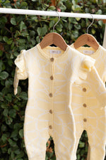 BABY O THE LABEL DAHLIA FLORAL KNIT ROMPER - LEMON