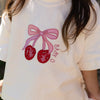 BABY O THE LABEL CHERRY BOW LACE T-SHIRT