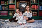 BAD BEBE MILK DRUNK LONG SLEEVE ROMPER - POWDER / CHOCOLATE STRIPE