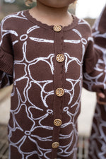 BABY O THE LABEL DAHLIA FLORAL KNIT ROMPER - CHOCOLATE