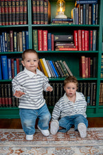 BAD BEBE UP LATE LONG SLEEVE POLO - POWDER / CHOCOLATE STRIPE