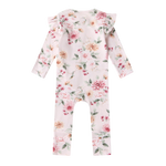 SNUGGLE HUNNY BIRDS & BLOOMS SNUGGLESUIT CONVERTIBLE ROMPER WITH FRILL