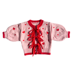 POSS & SOSS HEART TIE UP CARDIGAN - BERRY