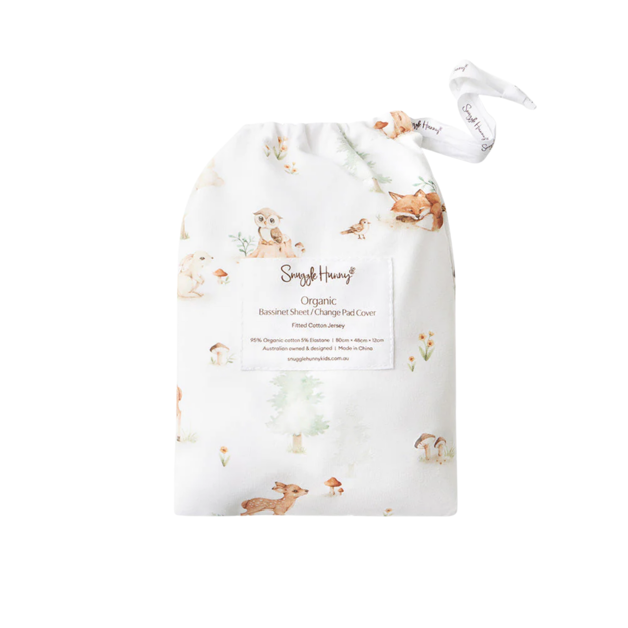 SNUGGLE HUNNY WOODLAND TALES BASSINET SHEET / CHANGE PAD COVER