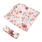 SNUGGLE HUNNY BIRDS & BLOOMS JERSEY WRAP & TOPKNOT SET