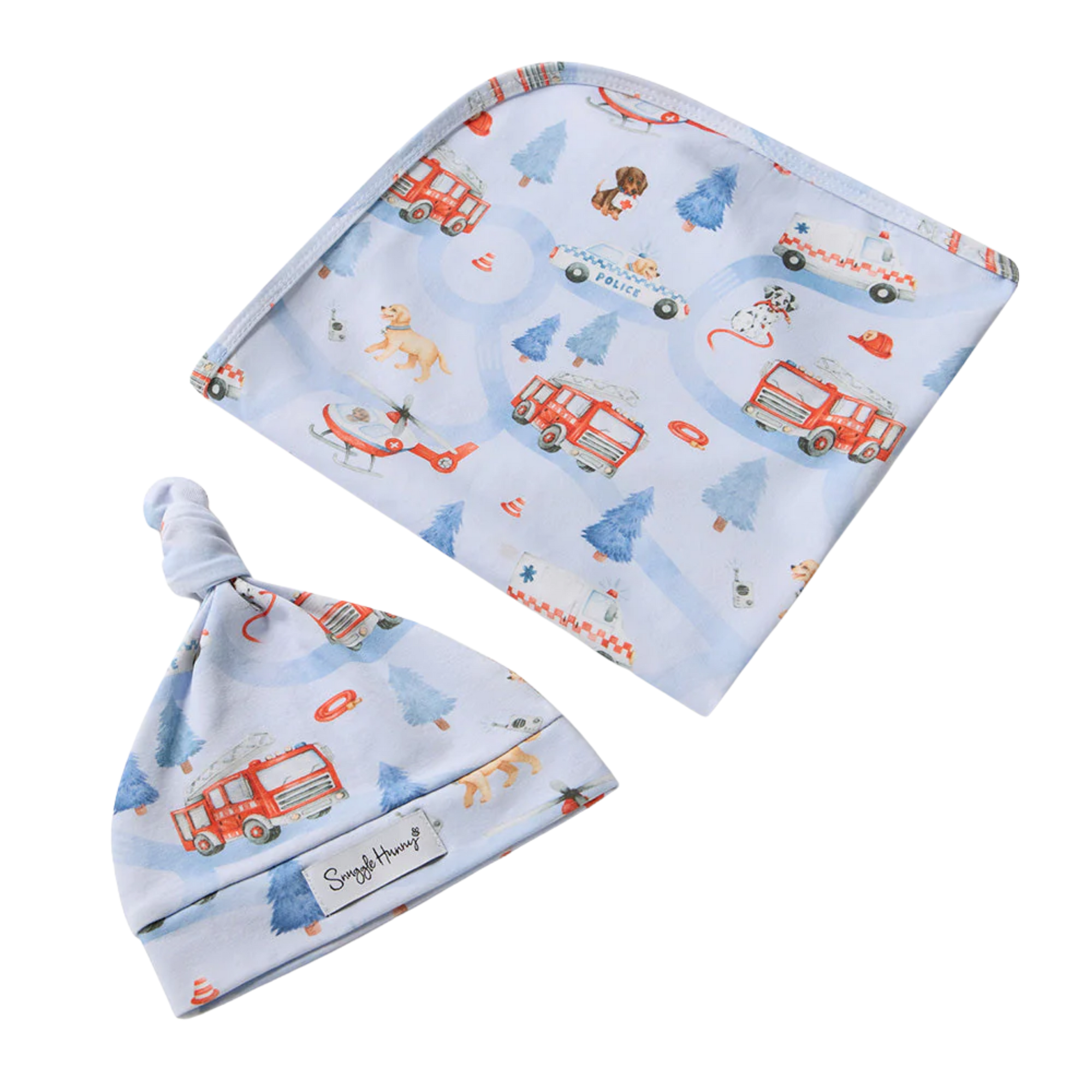 SNUGGLE HUNNY TO THE RESCUE JERSEY WRAP & BEANIE SET