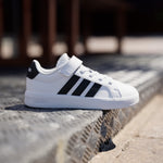 ADIDAS KIDS GRAND COURT 3.0 WHITE / BLACK STRIPE
