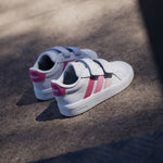 ADIDAS KIDS GRAND COURT 3.0 WHITE / PINK STRIPE