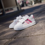 ADIDAS KIDS GRAND COURT 3.0 WHITE / PINK STRIPE