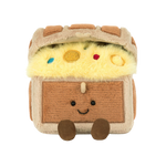 Jellycat Amuseables Treasure Chest plush toy – soft, pirate-themed stuffed chest with smiling face, gold plush coins, and cuddly design for kids and collectors
