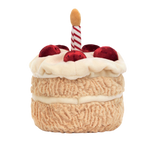 Jellycat Amuseable Birthday Cake plush toy – soft smiling stuffed cake with colorful layers, candle toppers, and fun personality for kids and gift-giving