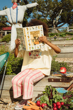 BY GEE COTTON CHECK KNIT PANTS - PEONY