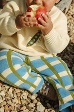 BY GEE COTTON CHECK KNIT PANTS - BLUEBIRD