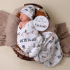 SNUGGLE HUNNY TRAINS ORGANIC JERSEY WRAP & BEANIE SET