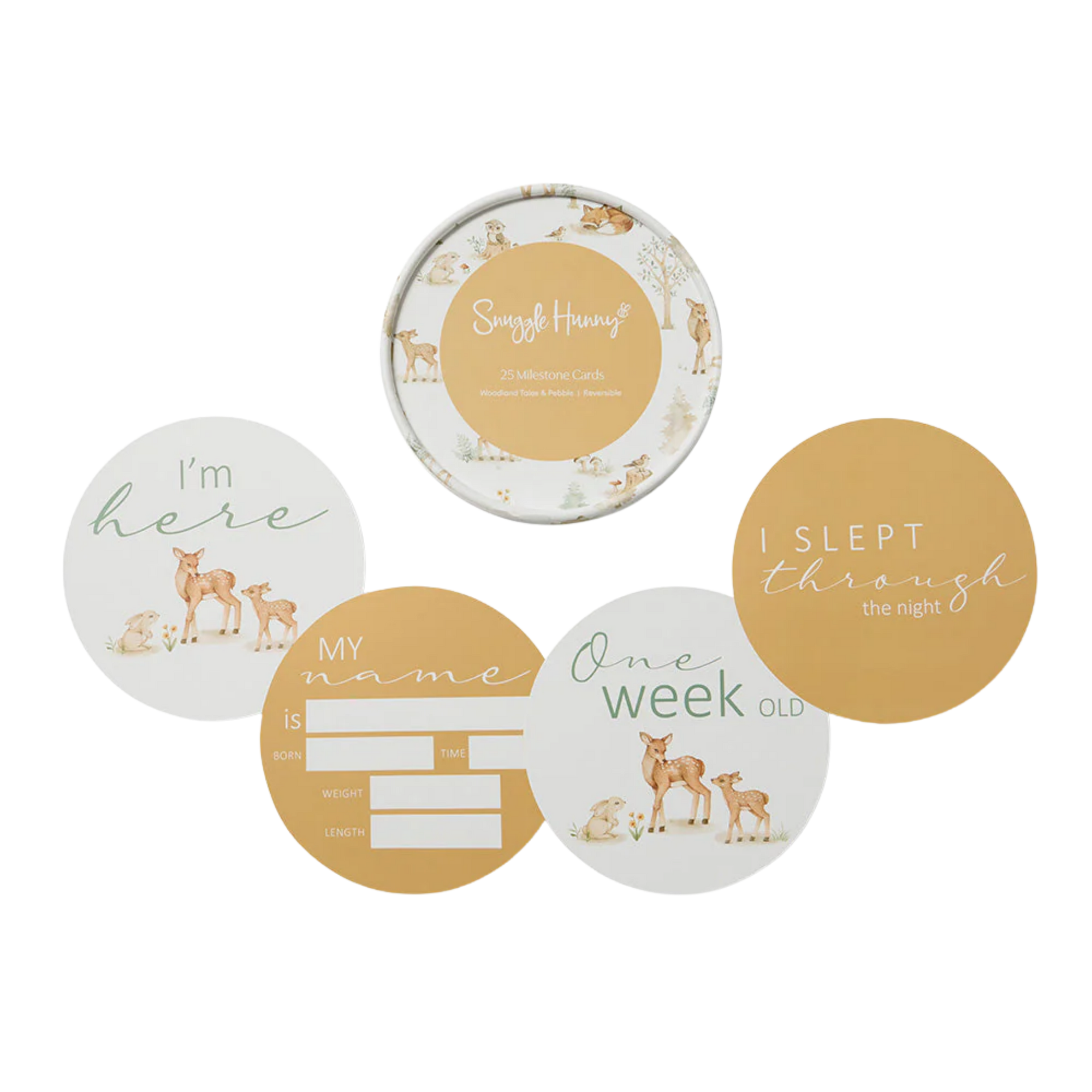 SNUGGLE HUNNY WOODLAND TALES & PEBBLE REVERSIBLE MILESTONE CARDS