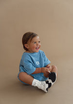 CINNAMON BABY TERRY TRACK T-SHIRT ROMPER - STORM