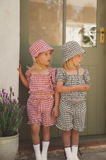CINNAMON BABY CRIMSON GINGHAM FRILL SHORTS