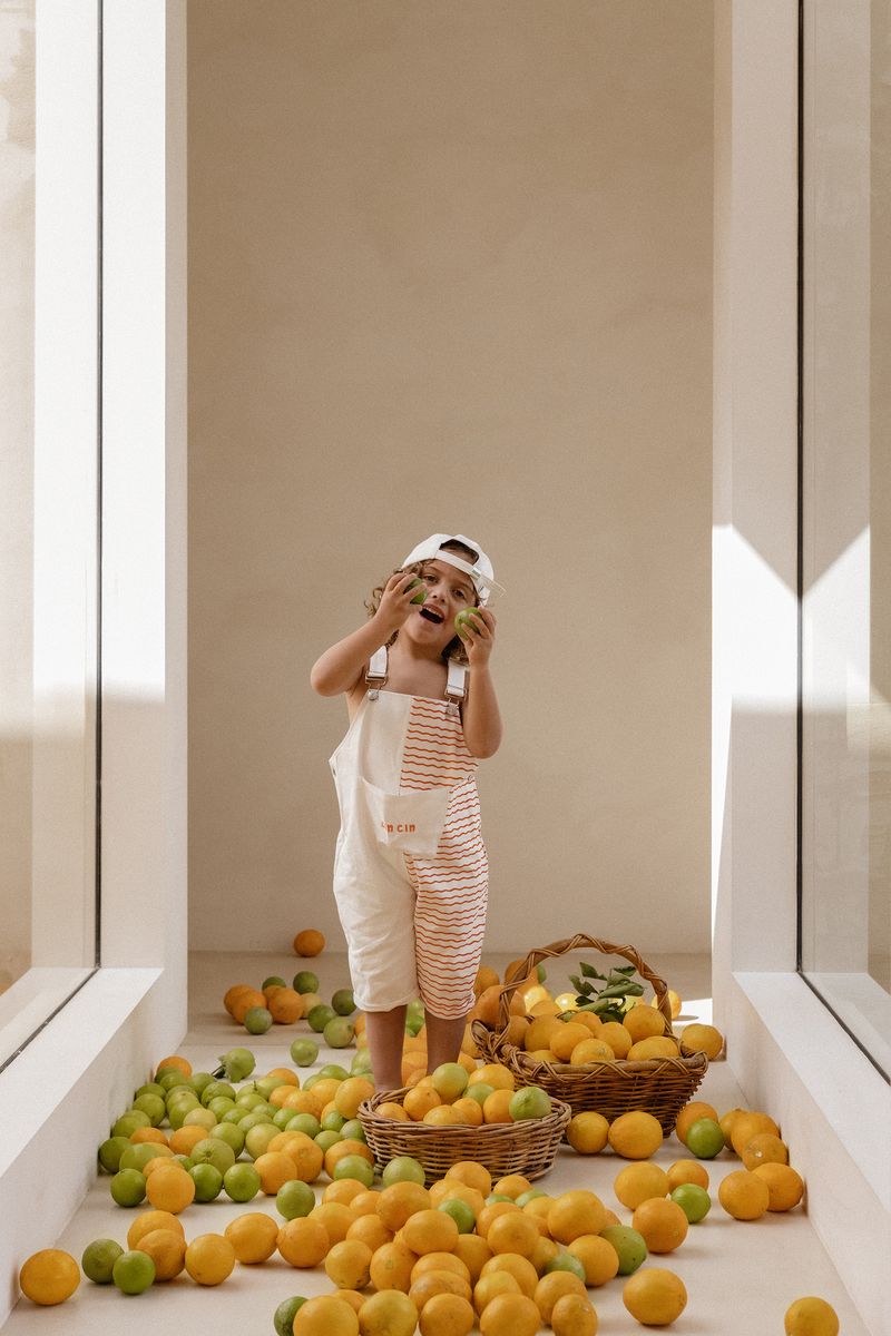 CINNAMON BABY WAVES OVERALLS - TANGERINE