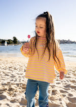 POSS & SOSS STRIPE LONG SLEEVE TEE - PINK LEMONADE