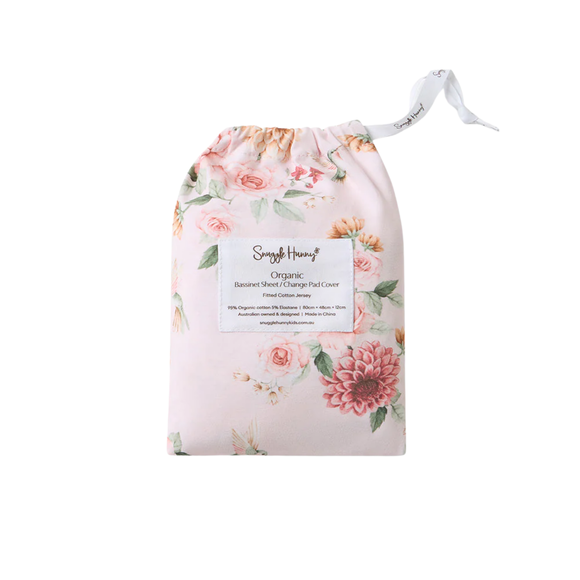 SNUGGLE HUNNY BIRDS & BLOOMS BASSINET SHEET/CHANGE PAD COVER