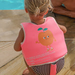SUNNYLIFE KIDS SWIM VEST POPPY THE PEACH NEON PINK