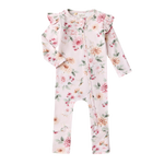 SNUGGLE HUNNY BIRDS & BLOOMS SNUGGLESUIT CONVERTIBLE ROMPER WITH FRILL