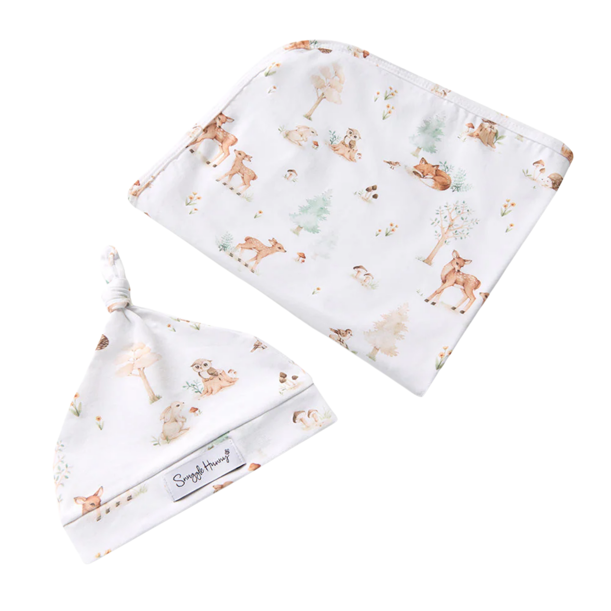 SNUGGLE HUNNY WOODLAND TALES JERSEY WRAP & BEANIE SET