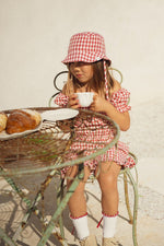 CINNAMON BABY CRIMSON GINGHAM FRILL TOP
