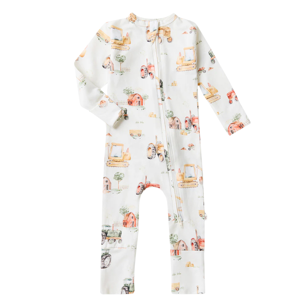 SNUGGLE HUNNY SNUGGLESUIT CONVERTIBLE ROMPER DIGGERS & TRACTORS