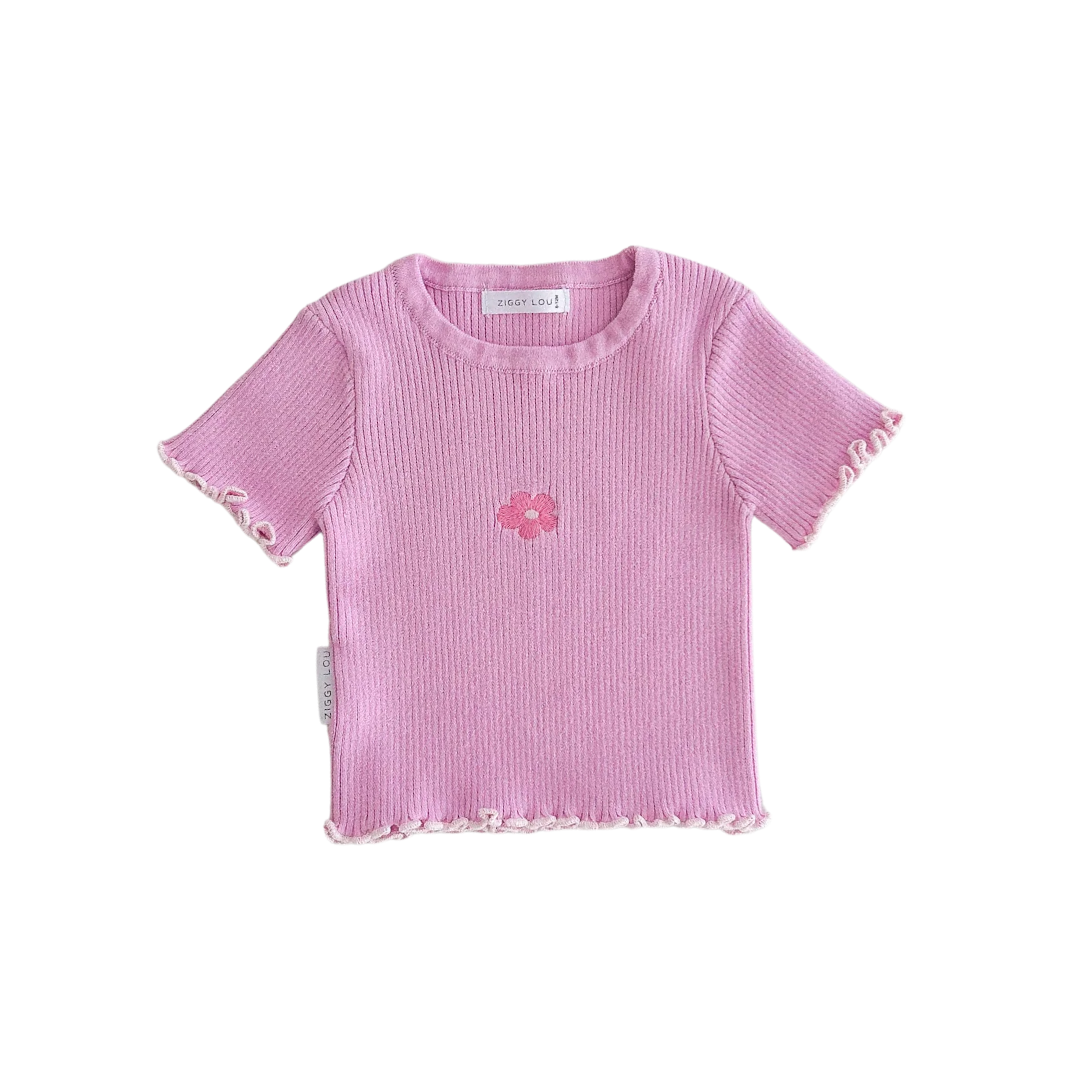 ZIGGY LOU RIBBED TEE - LILA