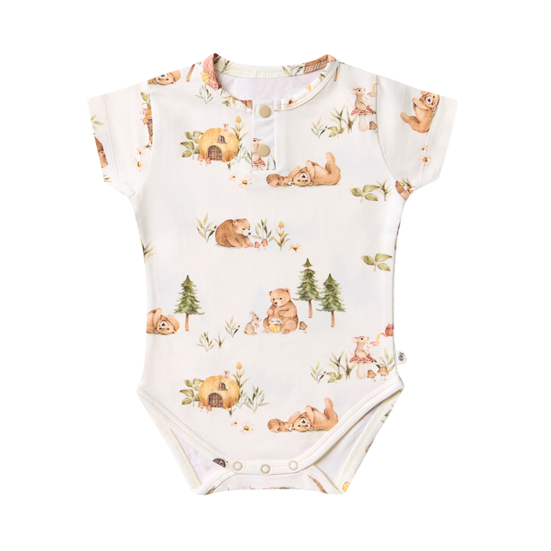 SNUGGLE HUNNY BEARS SHORT SLEEVE ORGANIC BODYSUIT