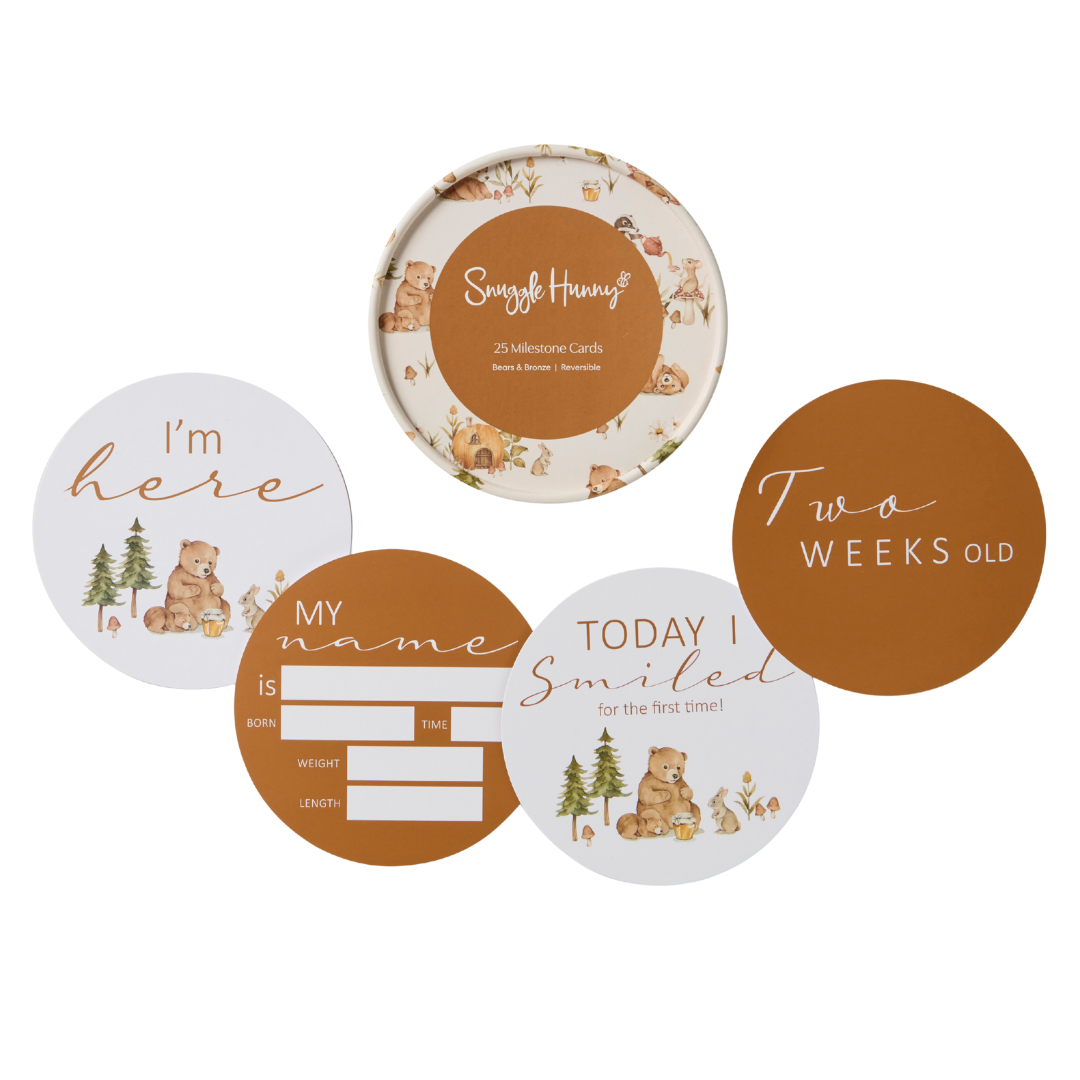 SNUGGLE HUNNY BEARS & BRONZE REVERSIBLE MILESTONE CARDS