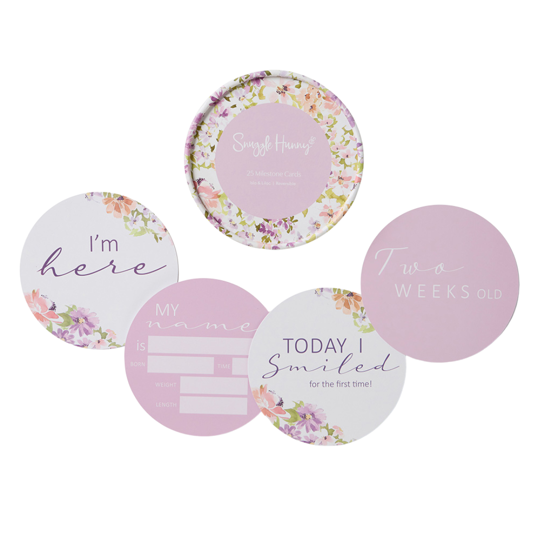 SNUGGLE HUNNY ISLA & LILAC REVERSIBLE MILESTONE CARDS