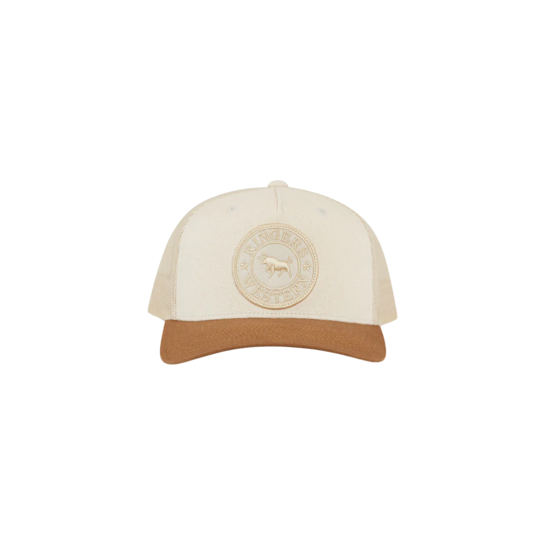 RINGERS WESTERN SIGNATURE BULL KIDS TRUCKER CAP - BEIGE / CLAY