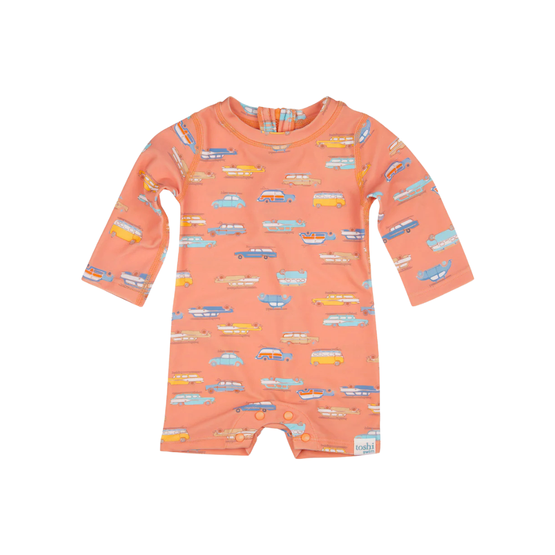 SWIM BABY ONESIE LONG SLEEVE CLASSIC SURFS UP