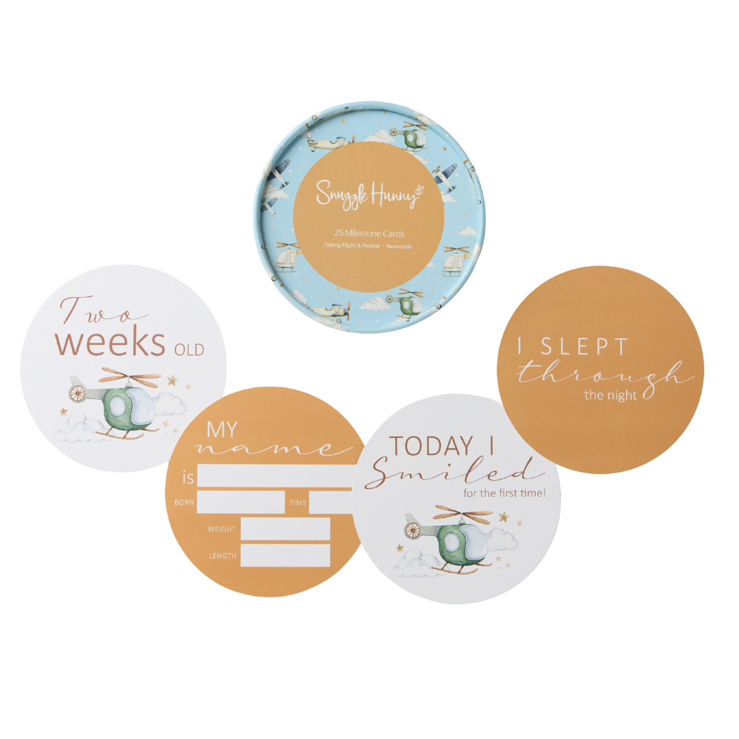 SNUGGLE HUNNY TAKING FLIGHT & PEBBLE REVERSIBLE MILESTONE CARDS