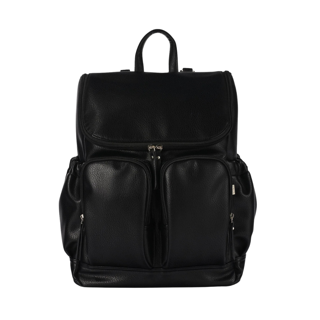 OIOI SIGNATURE NAPPY BACKPACK - BLACK DIMPLE VEGAN LEATHER
